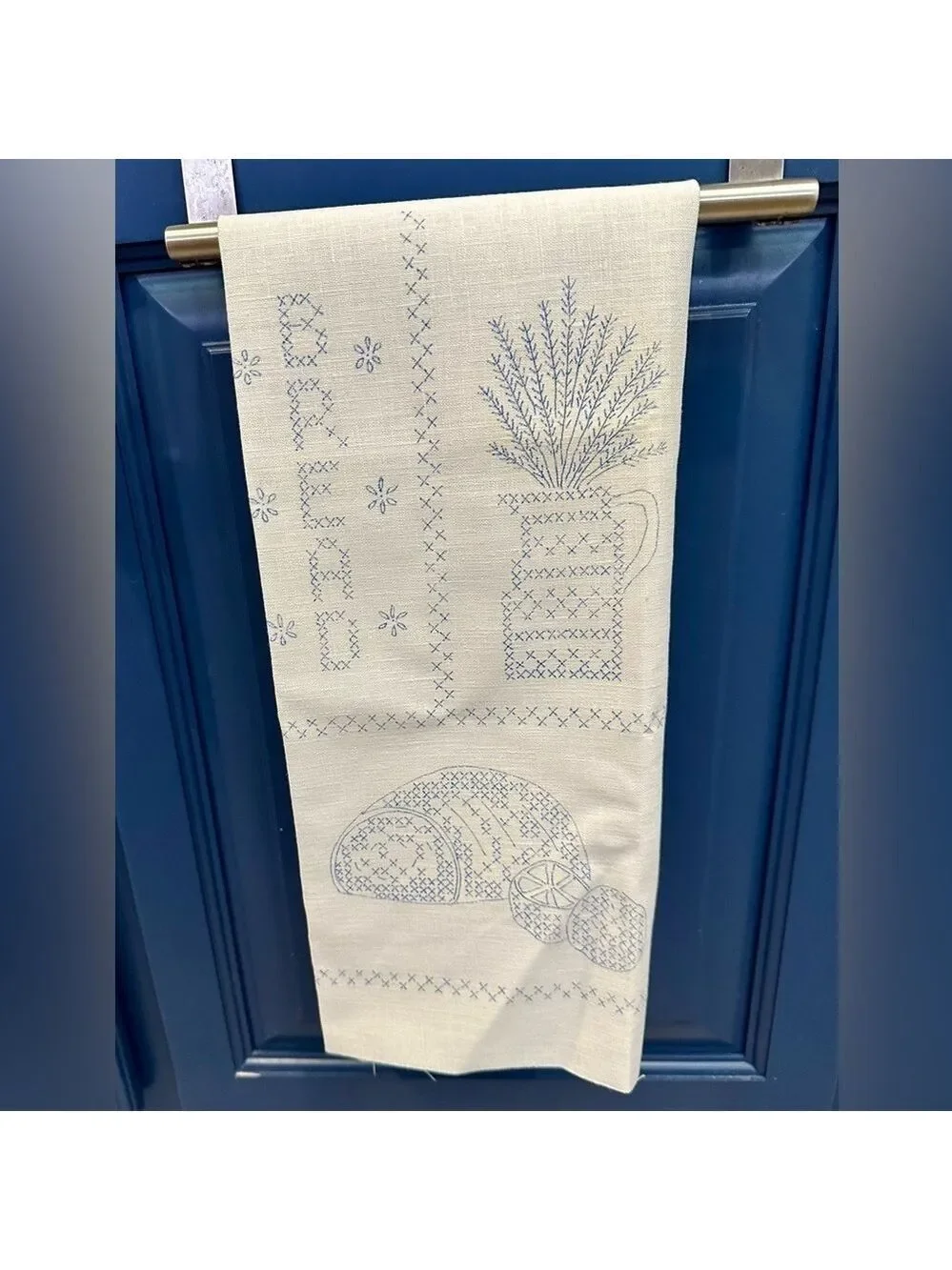 Vintage, Progress, one pair Stamped Kitchen Towels, 17x30”, + Embroidery Thread